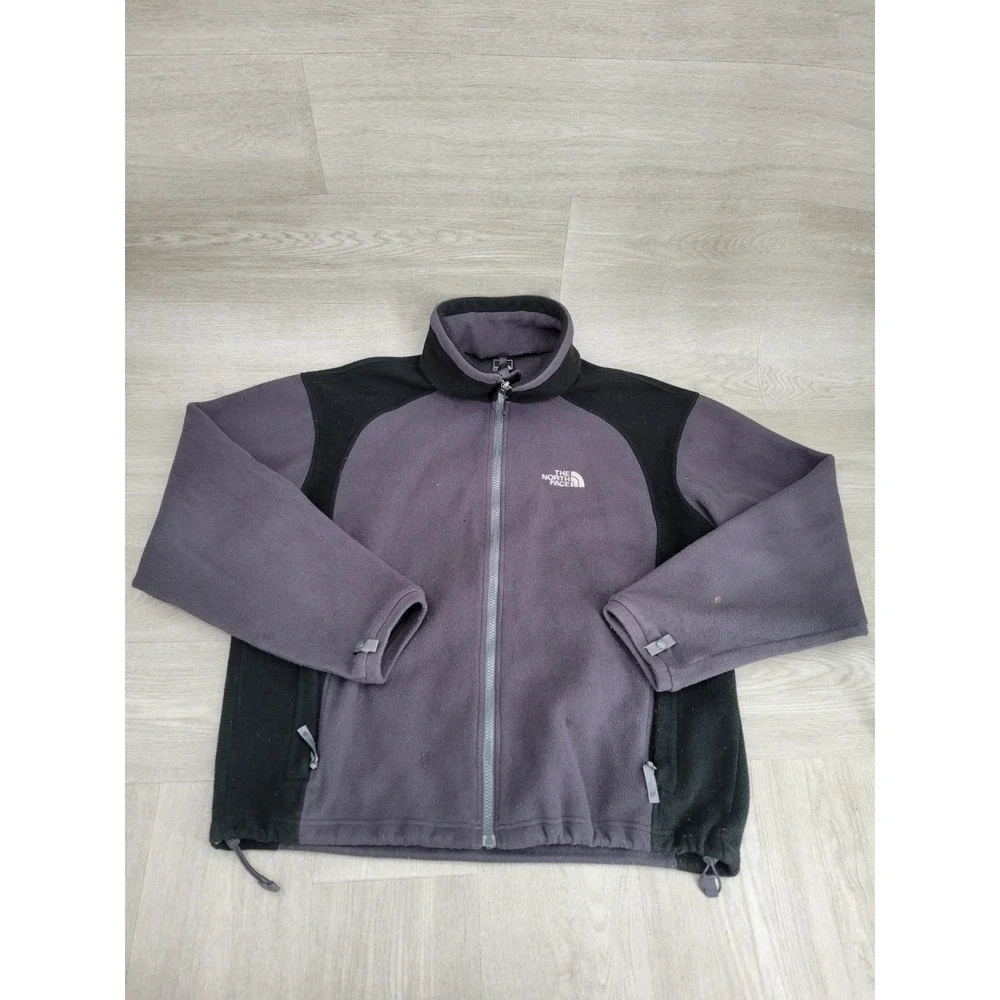 The North Face Men's Medium Fleece Jacket Black Gray Full Zip Outdoor
